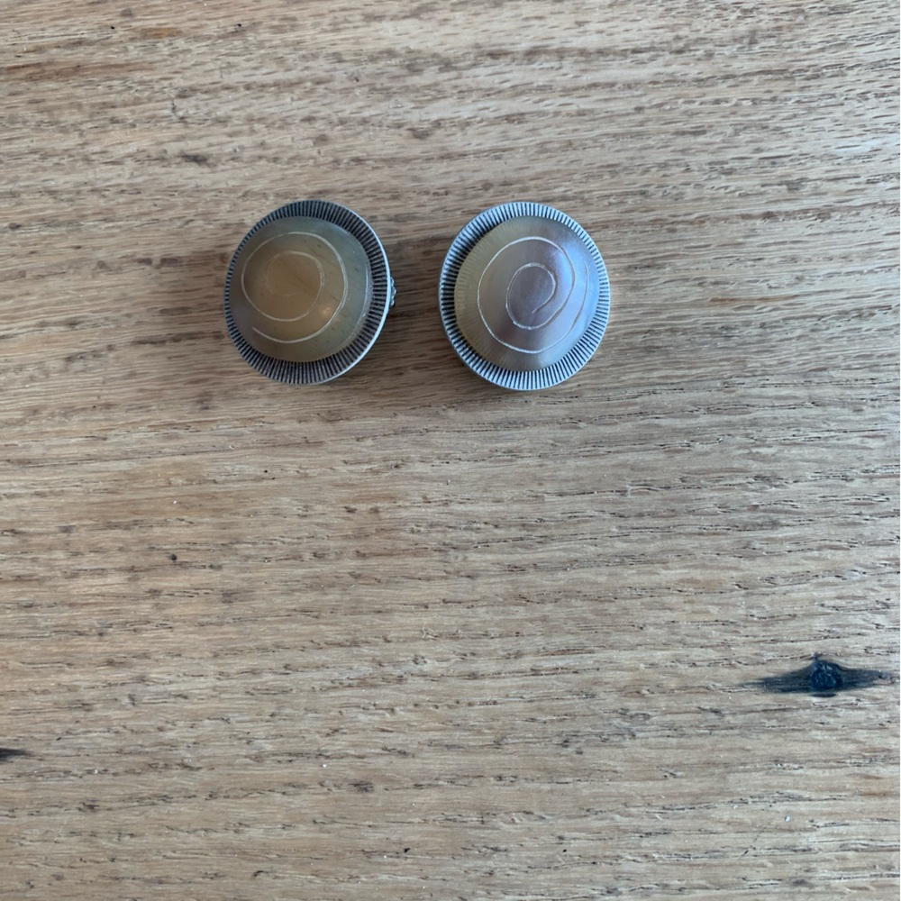 Antique Topaz Silver Button Earrings‎ Pierced Women’s Preloved